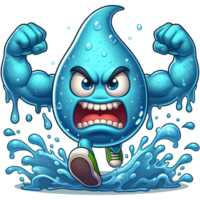 ai généré en colère l'eau monstre fonctionnement de face voir, dessin animé style transparent Contexte png