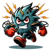 AI generated Angry Electric Monster Running Front View, Transparent Background png