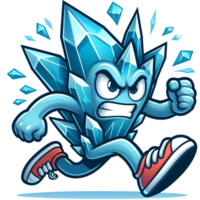 AI generated Angry Crystal Monster Running Front View, Cartoon style Transparent Background Background png