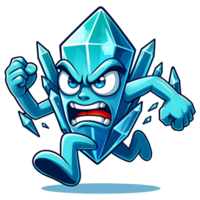 AI generated Angry Crystal Monster Running Front View, Cartoon style Transparent Background Background png
