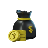 3D Bag Of Coins png