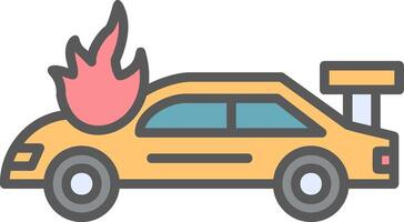 Accident Car In Fire Vector Icon