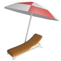 Beach chair clipart flat design icon isolated on transparent background, 3D render Summer and beach concept png