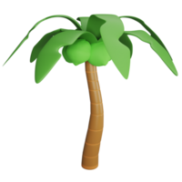 Coco árbol clipart plano diseño icono aislado en transparente fondo, 3d hacer verano y playa concepto png