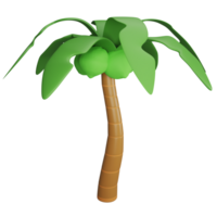 Coconut tree clipart flat design icon isolated on transparent background, 3D render Summer and beach concept png