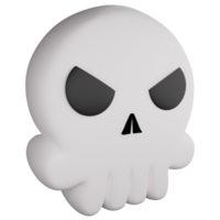 Cute skull side view clipart flat design icon isolated on transparent background, 3D render Halloween concept png