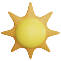 Sun clipart flat design icon isolated on transparent background, 3D render Summer and beach concept png