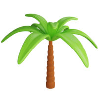 Coconut tree clipart flat design icon isolated on transparent background, 3D render Summer and beach concept png