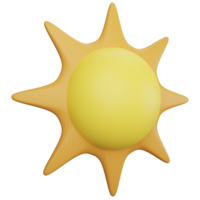 Sun clipart flat design icon isolated on transparent background, 3D render Summer and beach concept png