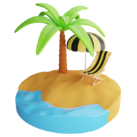 Beach clipart flat design icon isolated on transparent background, 3D render Summer and beach concept png