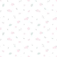 Flower seamless pattern vector. Pink flower with green leaf on white background. Pastel floral pattern. Garden theme wallpaper. Design for fabric, textile, wrapping paper, card, dress, scarf, skirt. vector