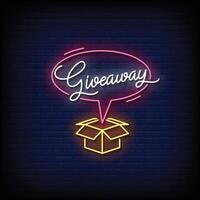Neon Sign giveaway with brick wall background vector