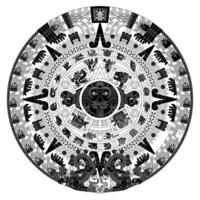 Vector design of Aztec calendar, monolithic disk of the ancient Mexica, sun stone of the Aztec civilization