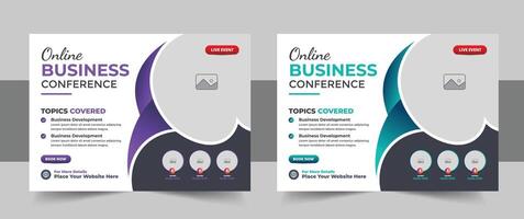 Corporate horizontal business conference flyer template bundle or Professional modern banner vector, business company horizontal background template with layout vector