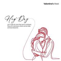 Sixth day of Valentine's Week, Hug Day, 12th February, Social Media Vector Creative line art