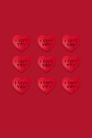 Craft hearts with lettering I love you, creative poster. Valentines cards photo