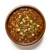 AI generated Turtle soup closeup isolated on white background photo