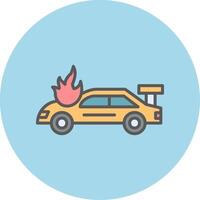 Accident Car In Fire Vector Icon