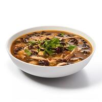 AI generated Turtle soup closeup isolated on white background photo
