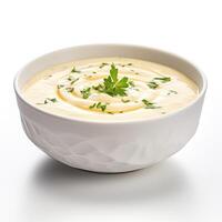 AI generated bisque soup closeup isolated on white background photo