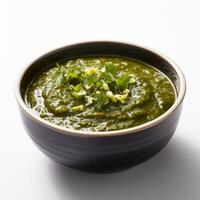 AI generated Palak soup closeup photo