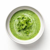AI generated Watercress soup closeup photo