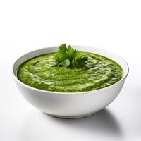 AI generated Palak soup closeup photo