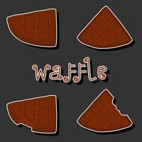 Illustration on theme big kit different types biscuit waffle with cell, dessert cookie vector