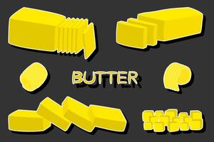 Illustration on theme big colored set different types creamy butter vector