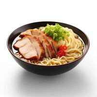 AI generated Ramen soup closeup photo