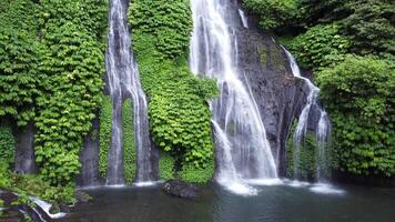 Aerial Banyumala Twin Waterfalls in Bali Indonesia video