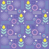 Tulip purple hand drawn flowers, seamless patterns with floral for fabric, textiles, clothing, wrapping paper, cover, banner, home decor, abstract backgrounds Vector illustration