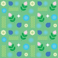 Tulip Green hand drawn flowers, seamless patterns with floral for fabric, textiles, clothing, wrapping paper, cover, banner, home decor, abstract backgrounds Vector illustration