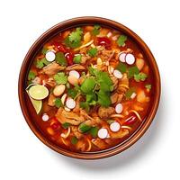 AI generated Posole soup closeup photo