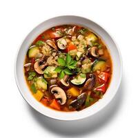 AI generated vegetables soup closeup photo