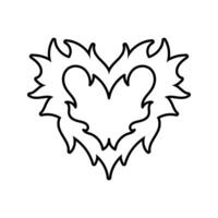 Vector outline image of a heart in retro style. Tattoo design. Cool sticker in the style of the 90s 00s. Modern youth subculture.