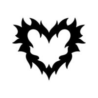 Vector silhouette of a heart in retro style. Tattoo design. Cool sticker in the style of the 90s 00s. Modern youth subculture.