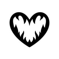 Vector silhouette of a heart in retro style. Tattoo design. Cool sticker in the style of the 90s 00s. Modern youth subculture.