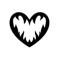 Vector silhouette of a heart in retro style. Tattoo design. Cool sticker in the style of the 90s 00s. Modern youth subculture.