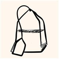 set of tea bag illustration style doodle and line art vector
