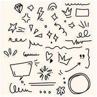 cartoony expression sign doodle, curve directional arrows, emoticon effects design elements, cartoon character emotion symbols, illustration style doodle and line art vector