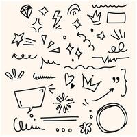 cartoony expression sign doodle, curve directional arrows, emoticon effects design elements, cartoon character emotion symbols, illustration style doodle and line art vector