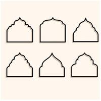 Set of Islamic shape window frame in flat style, Illustration style doodle and line art vector