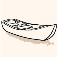 Old simple empty rough ski skiff on white backdrop. Illustration style doodle and line art vector