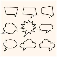 A set of comic speech bubbles. Comic dialogue empty cloud, space text. Illustration style doodle and line art vector