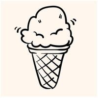 ice cream cone illustration style doodle and line art vector