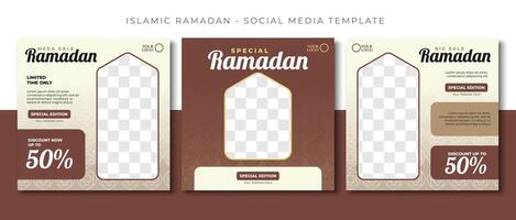 ramadan islamic sale, brown social media post template design, event promotion vector banner