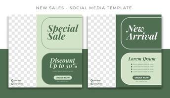 beauty spa skincare green social media post template design, event promotion banner vector
