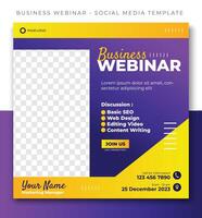 webinar online course purple social media post template design, event promotion banner vector