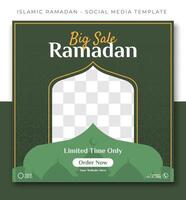 ramadan islamic sale, green social media post template design, event promotion vector banner